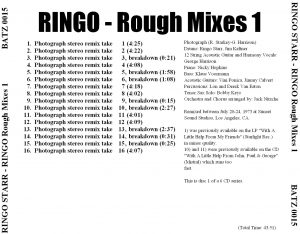 RINGO STARR - RINGO ( Rough Mixes / 6 CD's ) - Image 2