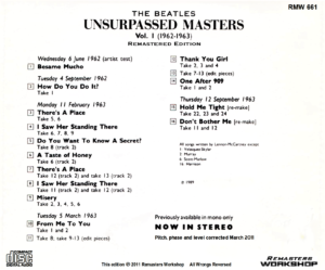 THE BEATLES - UNSURPASSED MASTERS ( Remastered Edition ) RMW 2011 / 7 CD's !!! - Image 2