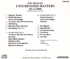 THE BEATLES - UNSURPASSED MASTERS ( Remastered Edition ) RMW 2011 / 7 CD's !!! - Image 10