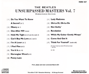 THE BEATLES - UNSURPASSED MASTERS ( Remastered Edition ) RMW 2011 / 7 CD's !!! - Image 14