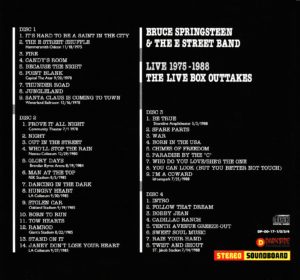 BRUCE SPRINGSTEEN - THE LIVE BOX OUTTAKES / 4 CD's ! - Image 2
